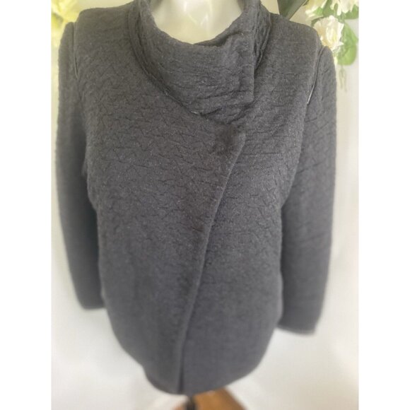 Vintage AMS Pure Women's Black Snap Closure Wool Blend Sweater Jacket Sz 8 Spain - Picture 16 of 16